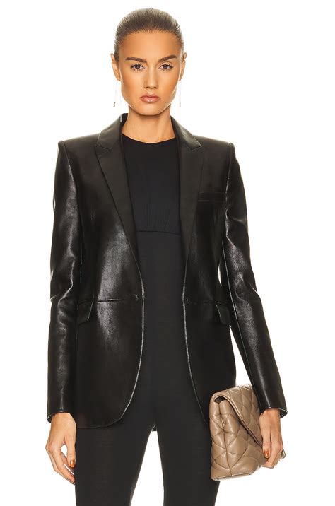 st laurent leather blazer